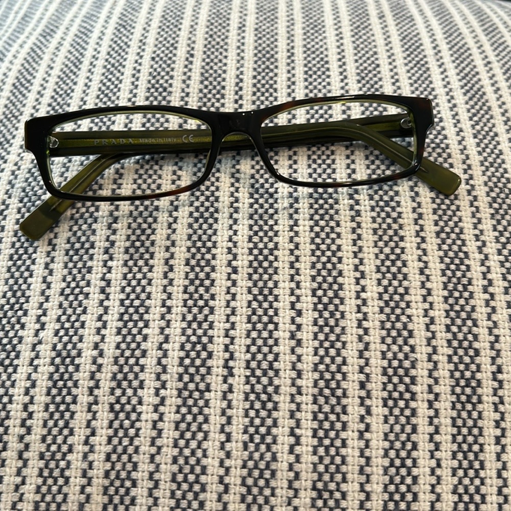 Prada tortoise rectangle prescription eyeglasses, no lenses